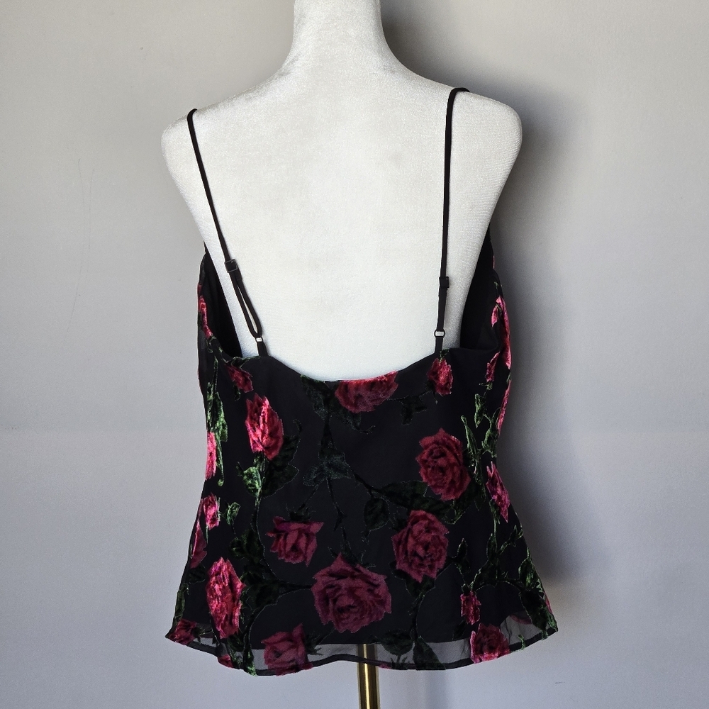 Revolve NBD Harmony Cami Top in 90s Rose Velvet Burnout with Pink Roses Size M - Picture 4 of 11